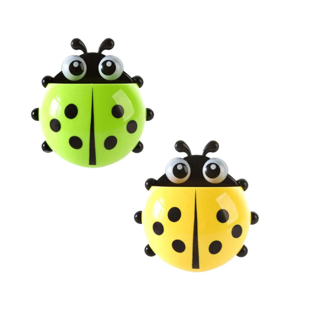 4-colours Cute Ladybug Toothbrush Holder Wall