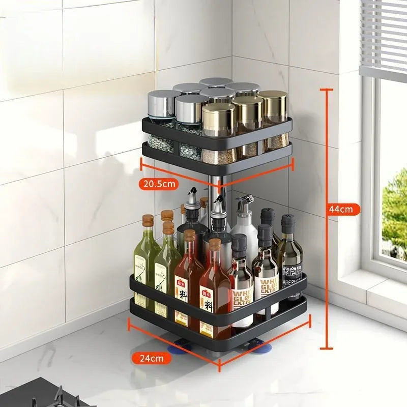 360°Rotation Spice Rack Organizer Jar Carbon Steel Storage