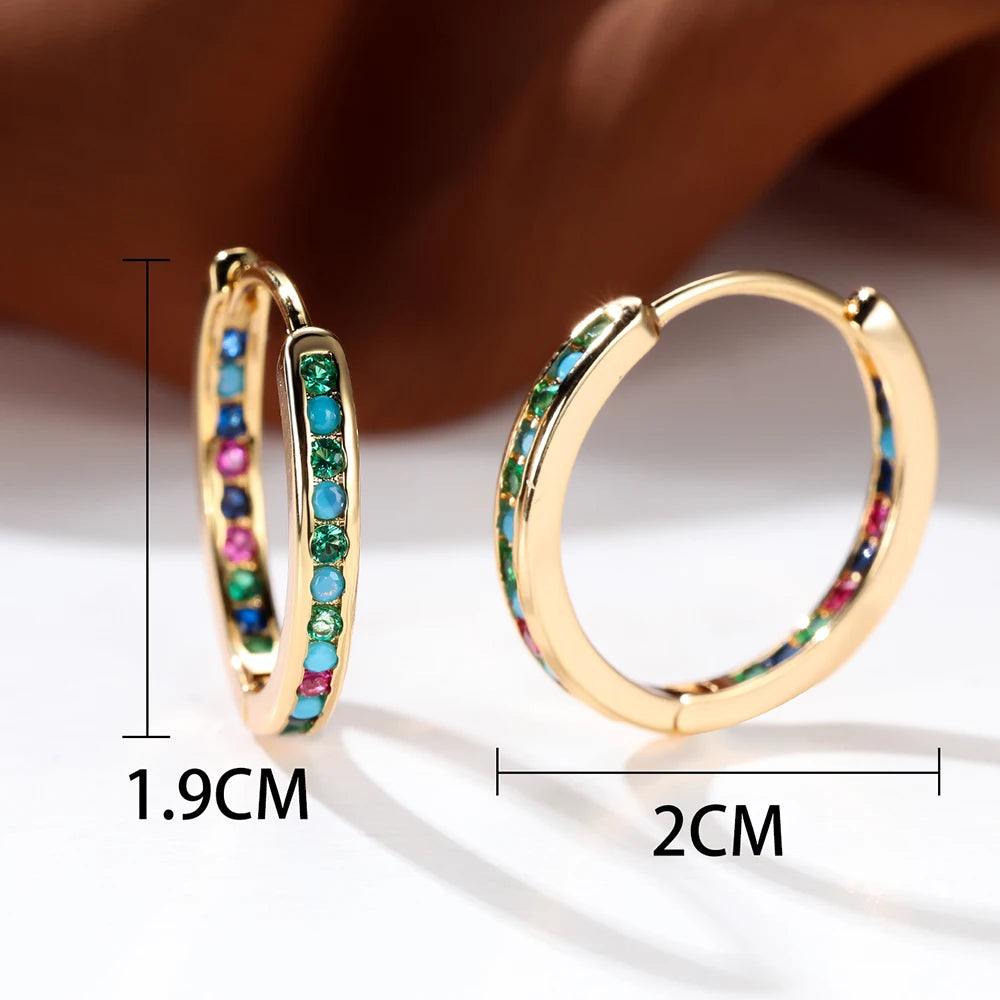 Rainbow Zircon Hoop Earring Multicolor