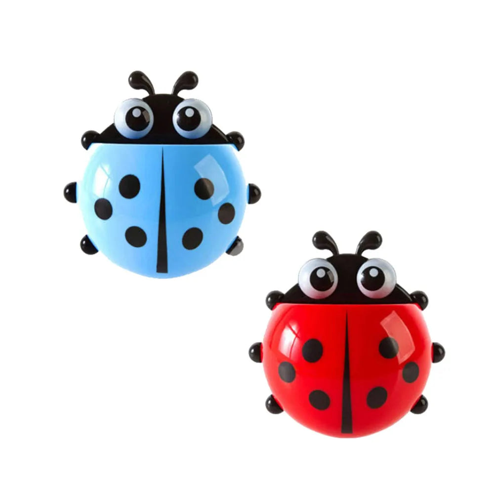 4-colours Cute Ladybug Toothbrush Holder Wall