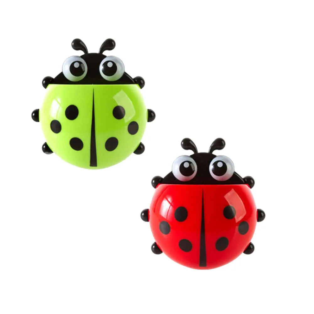 4-colours Cute Ladybug Toothbrush Holder Wall