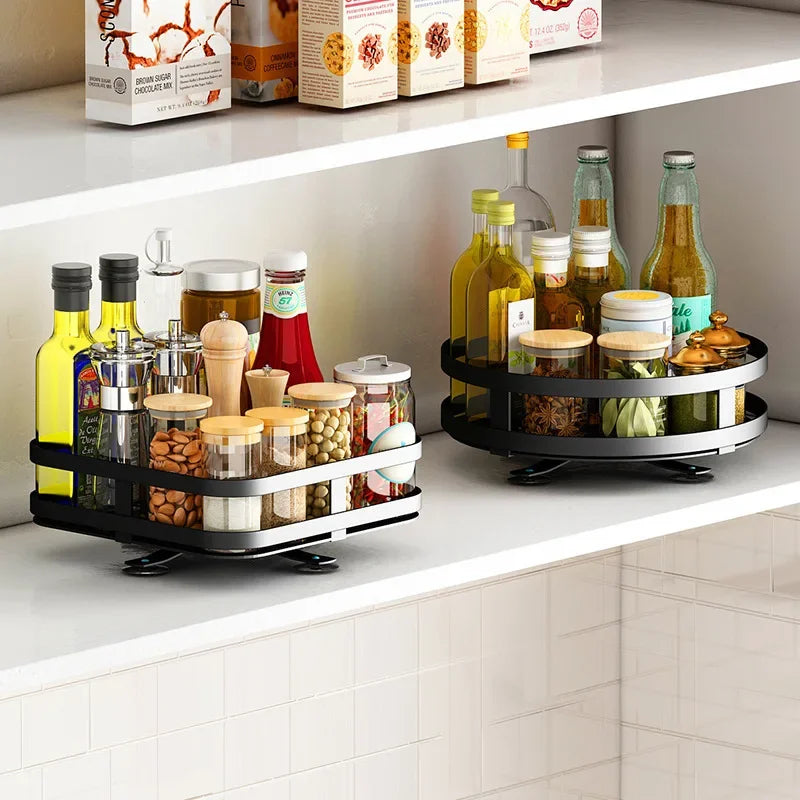 360°Rotation Spice Rack Organizer Jar Carbon Steel Storage