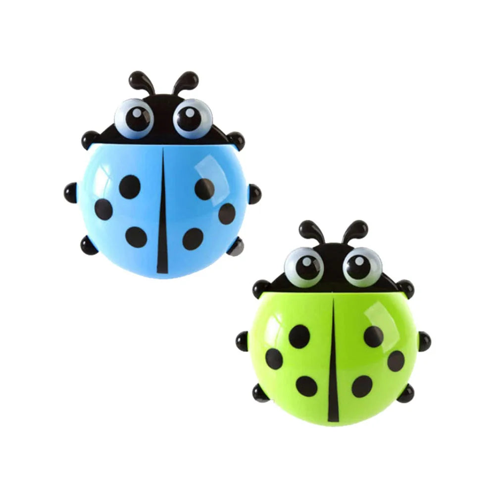 4-colours Cute Ladybug Toothbrush Holder Wall