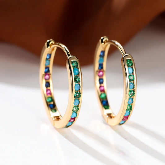 Rainbow Zircon Hoop Earring Multicolor