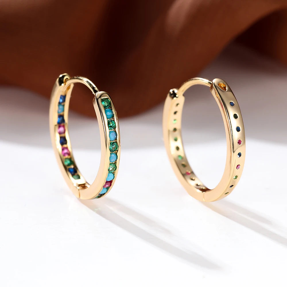 Rainbow Zircon Hoop Earring Multicolor