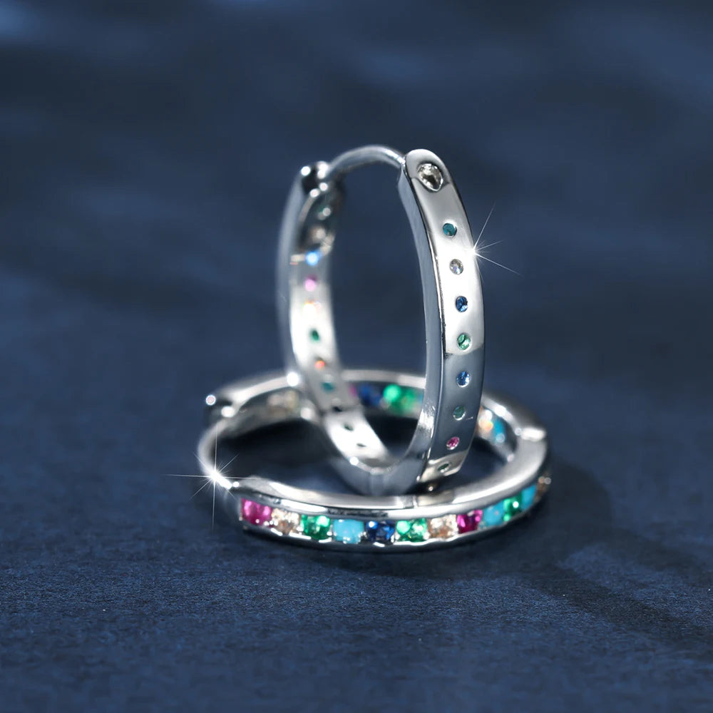 Rainbow Zircon Hoop Earring Multicolor