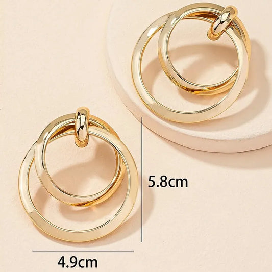 Gold Color Twisted Big Hoop Earrings