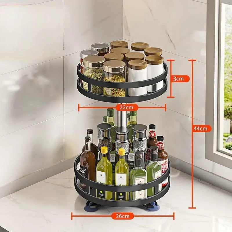 360°Rotation Spice Rack Organizer Jar Carbon Steel Storage