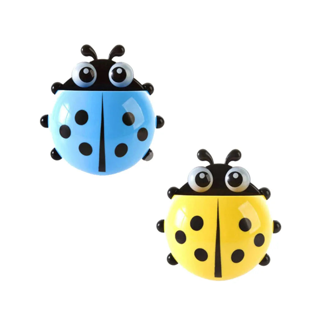 4-colours Cute Ladybug Toothbrush Holder Wall