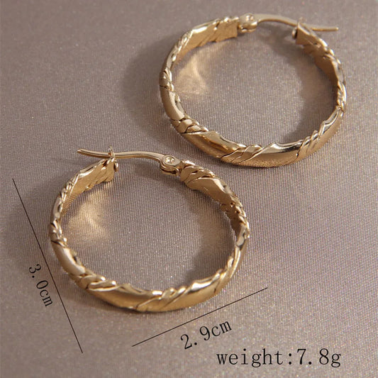 Earrings Gold Color 3CM Hoop Earrings