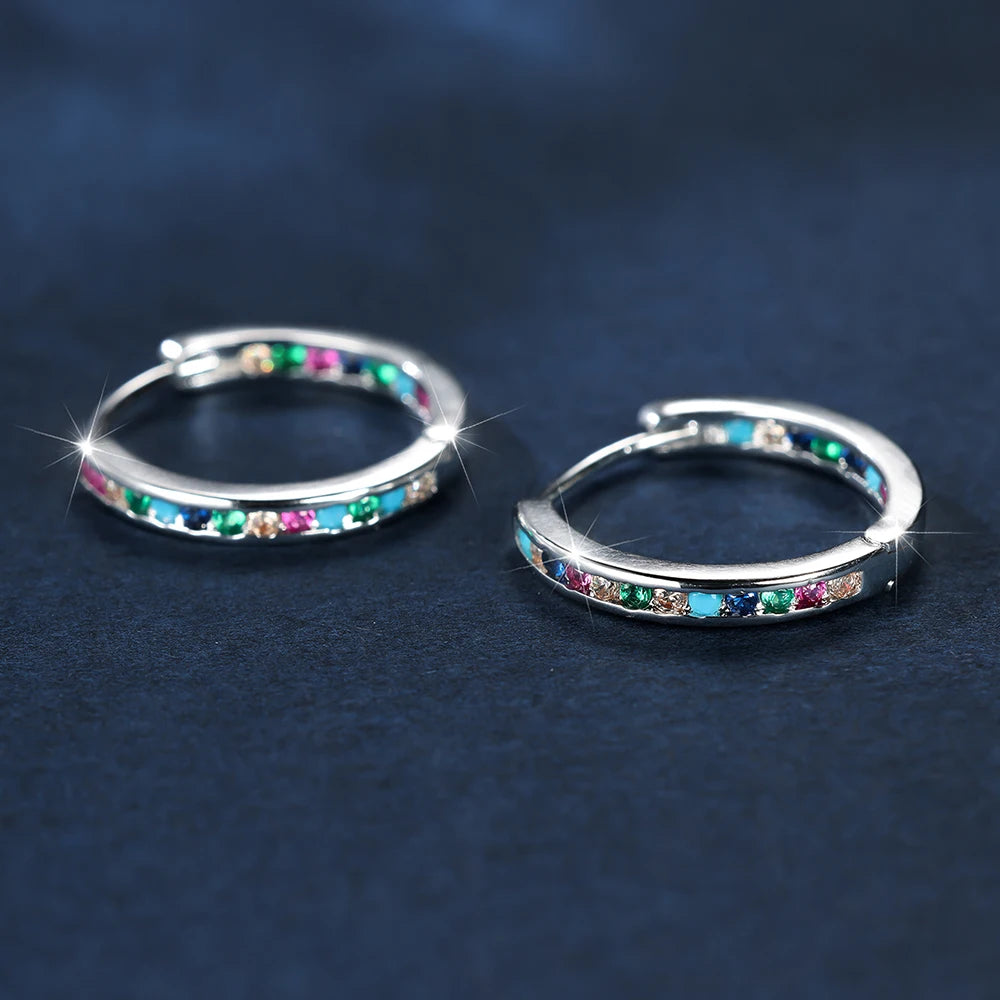 Rainbow Zircon Hoop Earring Multicolor