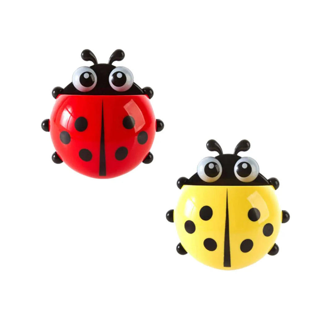 4-colours Cute Ladybug Toothbrush Holder Wall