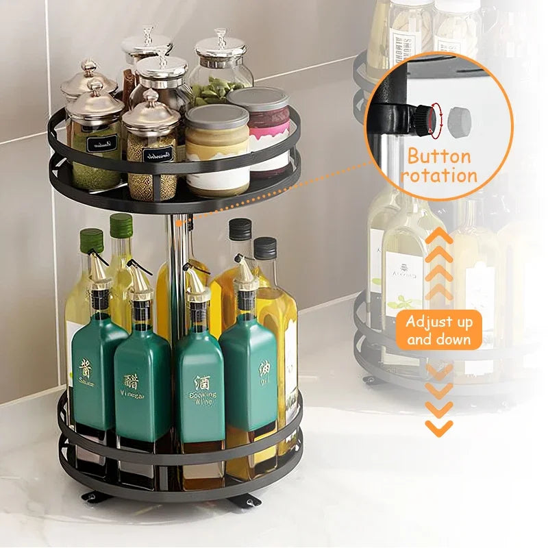 360°Rotation Spice Rack Organizer Jar Carbon Steel Storage